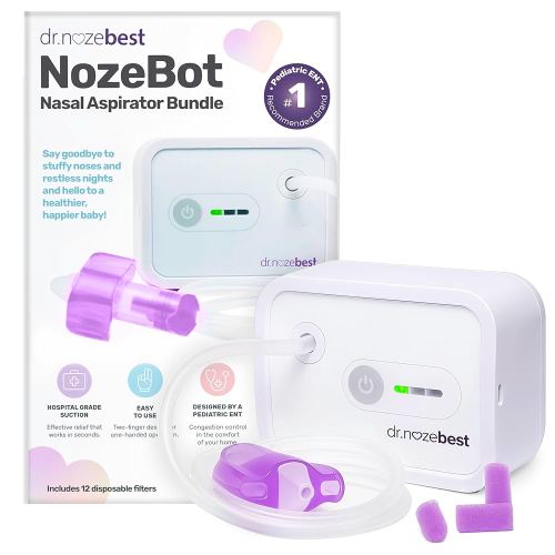Dr. Noze Best - NozeBot | Electric Baby Nasal Aspirator | Hospital Grade Suction | Nose Sucker and Nasal Vacuum | Safe for Infants and Toddlers (Mild to Severe Congestion - The Original NozeBot)