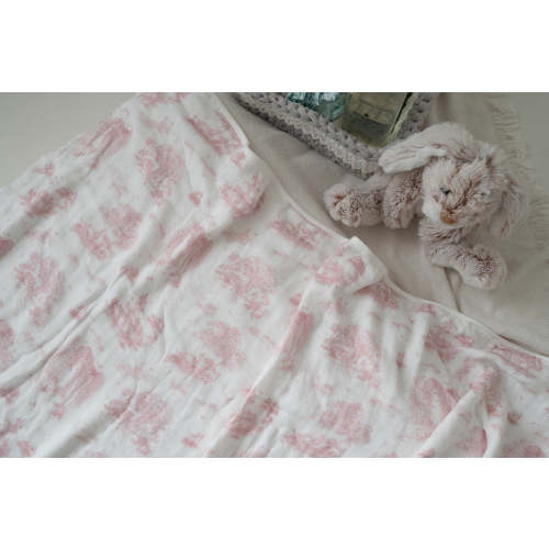 Spring Toile Pink Bamboo Baby Blanket | The Gilded Bird US