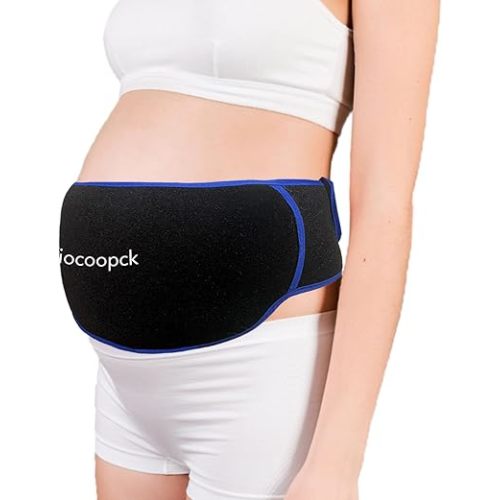 Detachable Gel Ice Packs for C-Section Recovery, Adjustable Belly Cold Pack with Machine Washable Cover, Postpartum Essentials with Cold Compress, Swelling Soothing and Incision Protection, Black