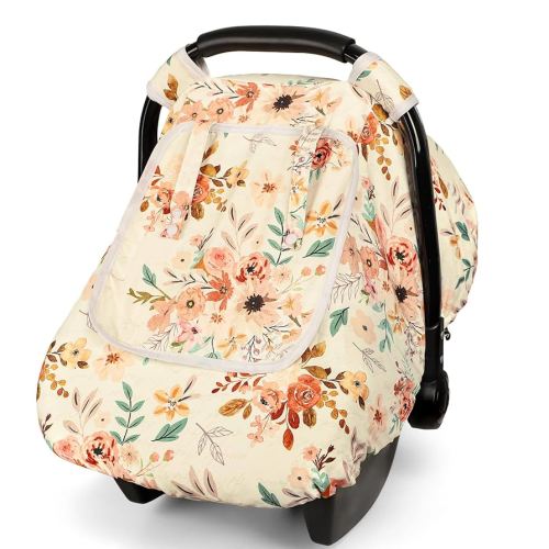 TANOFAR Car Seat Cover Baby, Winter Carseat Cover for Newborn, Infant Car Seat Cover with Windproof and Kick-Proof, Super Warm Plush Fleece Baby Carrier Cover for Infant Boys Girls (Autumn)