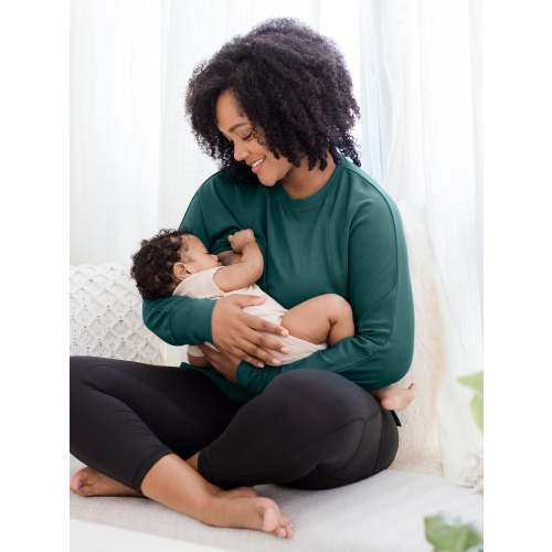 Bamboo Maternity & Nursing Crew Neck Sweatshirt | Evergreen