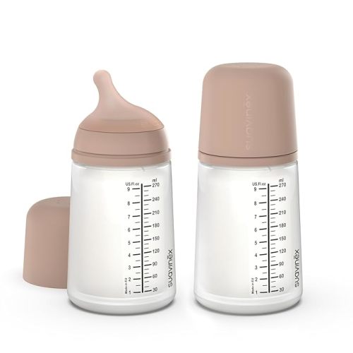 Suavinex Zero Zero Anti Colic Baby Bottle, No 1 Spanish Baby Bottle Brand, Minimizes Bottle Rejection & Nipple Confusion, Perfect for Combo Feeding, 2pk, 9oz/270mL, Deep Tone, Medium Flow Nipple