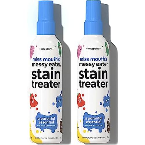 Miss Mouth's HATE STAINS CO Stain Remover for Clothes - 4oz 2 Pack of Newborn & Baby Essentials Messy Eater Stain Treater Spray - No Dry Cleaning Food, Grease, Coffee Off Laundry, Underwear, Fabric