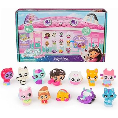 Gabby's Dollhouse: The Movie, 15-Piece Mini Movie Figures Set with 12 Figurines & 3 Themed Display Bases, Kids Toys for Girls & Boys Ages 3 and Up