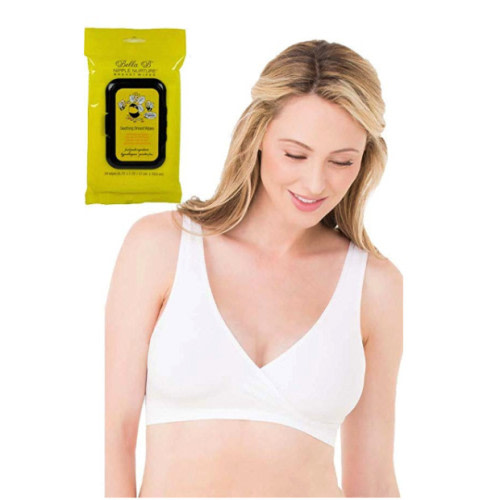 Ingrid & Isabel 2pk Crossover Nursing Bra + Bella B Breastwipes