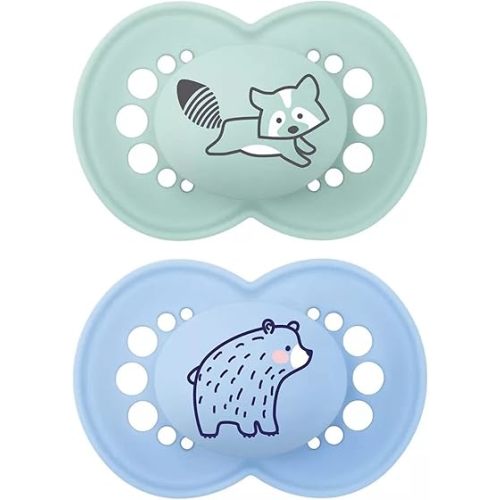 MAM Original Matte Baby Pacifier, Nipple Shape Helps Promote Healthy Oral Development, 2 Pack, Boys, 6+ Months