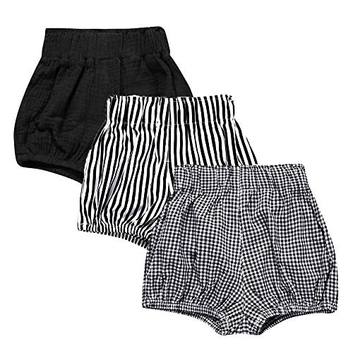 MYGBCPJS Baby Girls Boys 3 Pack Cotton Linen Blend Cute Bloomer Shorts Loose Harem Shorts