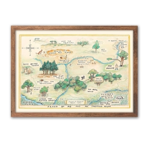 Winnie the Pooh Canvas Hanging Map - 100 Acre Wood Map - Kids Room Wall Decor
