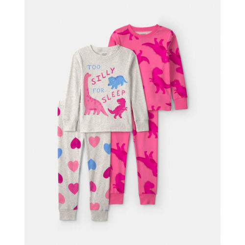 Toddler Girl 4-Piece Dino Heart Cotton Snug Fit Pajama Set - Pink | Carter's