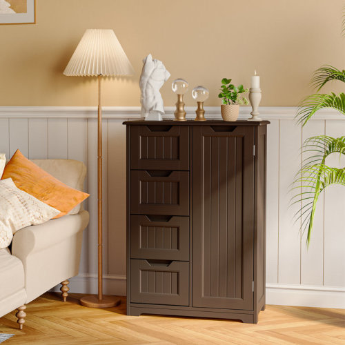 Winston Porter Dobbin 4 - Drawer Dresser with Cabinet & Reviews | Wayfair