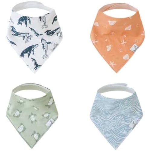 Copper Pearl Baby Bandana Bibs - 4 Pack Soft Cotton Bibs for Drooling & Teething, Absorbent, Adjustable Fit, Many Styles