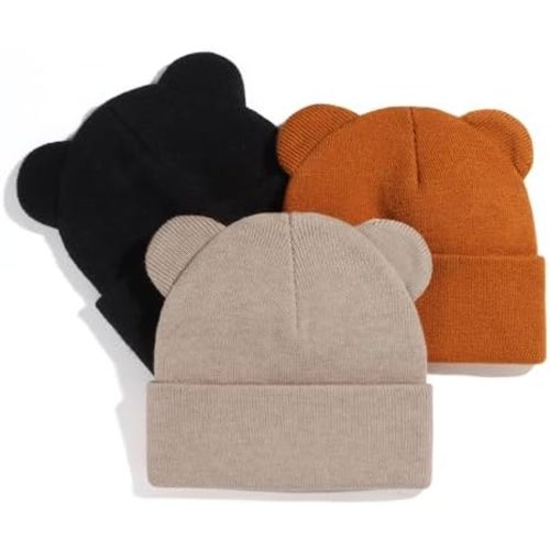 Baby Winter Beanie Hat,Kids Cute Bear Ears Soft Knit Beanie for Infant Boys Girl Warm Winter Hat Caps