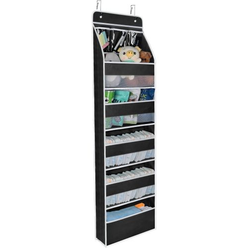 Univivi 6-Shelf Door Hanging Organizer Baby Door Storage Wall Mount Storage with 3 Small PVC Pockets and 5 Large Pockets for Baby Stuff, Toiletries and Sundries