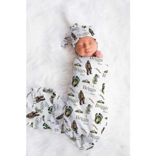 Bigfoot Forest Swaddle Set, Bigfoot Swaddle, Mystical Nursery Theme, Bigfoot Swaddle, Sasquatch Swaddle Set, Bigfoot Baby Blanket