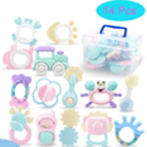 Baby Toys 0-6 Months - Baby Teething Toys for Babies 0-6 Months - Infant Baby Toys 6-12 Months - Rattles Teethers for Babies 0-3-6-12 Months - Baby Boy Girl Shower Gifts