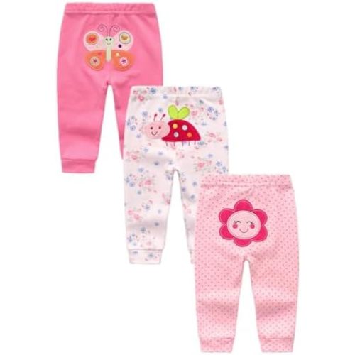 Kiddiezoom 3-Pack Newborn Pants Baby and Toddler Unisex Cotton Trousers Pants
