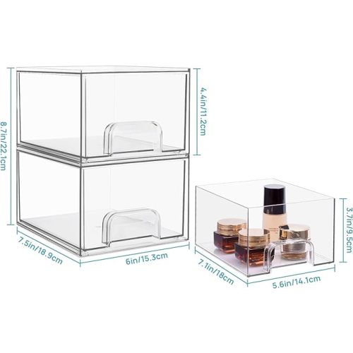 Vtopmart 4 Pack Clear Stackable Storage Drawers