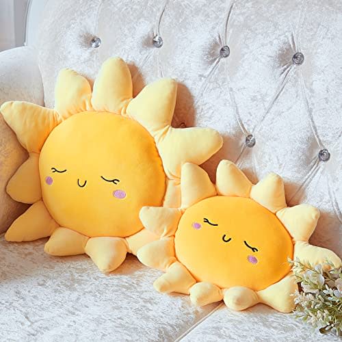 Juexica 2 Pcs Sun Pillow Plush Sofa Cushion Pillow Cute Stuffed Sun Cushion Sun Shaped Floor Pillow Car Throw Pillow Plush Soft Toy for Kids Women Girls Bedside Home Decoration 13.7 Inch, 23.6 Inch