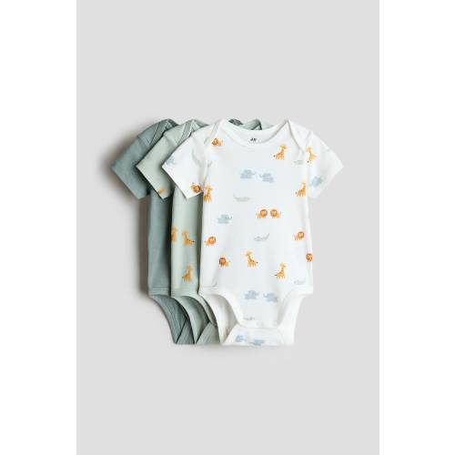 3-PACK COTTON BODYSUITS WITH LAP SHOULDERS