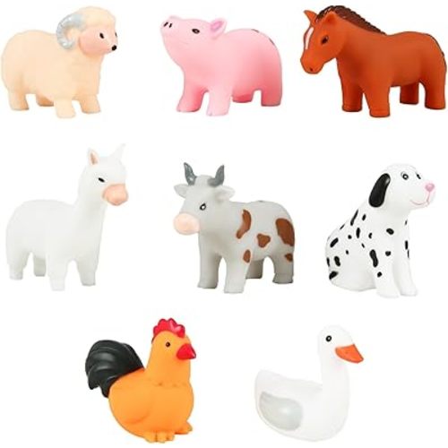 Baby Bath Toys, for Infants 6-12& Toddlers 1-3, No Hole Bathtub Toys (Farm Animals, 8 Pcs with Mesh Bag)
