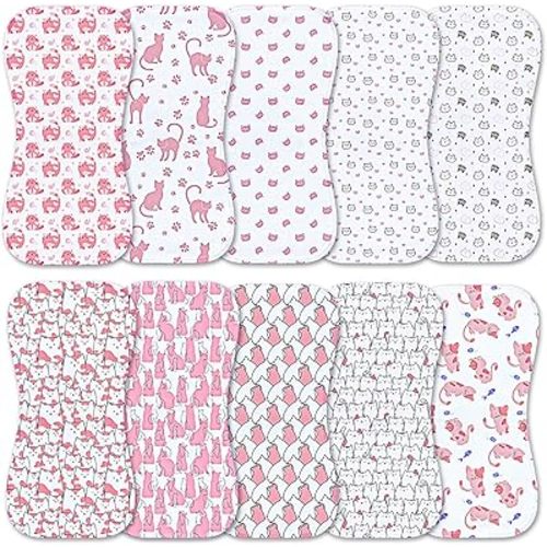 10-Pack Burp Cloths for Baby Boys and Girls - Organic Baby Burp Cloth,Baby Washcloths, Burp Rags, Large Neutral Burp Clothes for Newborn