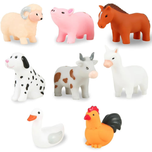 XY-WQ Mold Free Bath Toys No Hole, for Infants 6-12& Toddlers 1-3, No Hole No Mold Bathtub Toys (Animal Ⅱ, 8 Pcs with Mesh Bag)