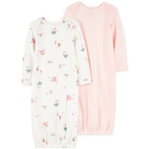 Baby Girls Cotton Sleeper Gowns, 2 Pack