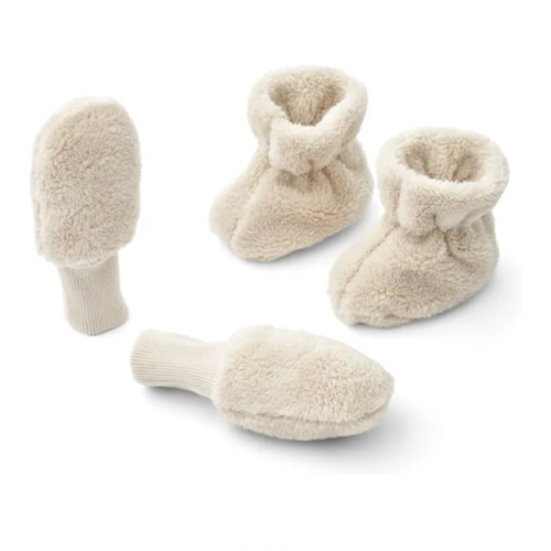 Fernanda Mittens and Slippers Set | Ecru 3-6 mo