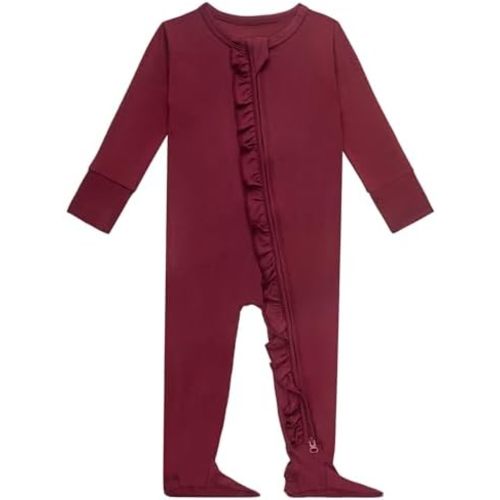 GUISBY Baby Footies Ruffle Pajamas, Soft Long Sleeve with 2 Way Zipper Sleepers