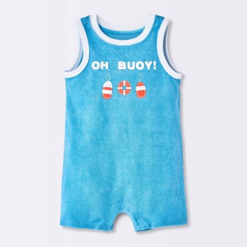 Baby Boys' Oh Buoy Terry Sleeveless Romper - Cloud Island™ Blue 0-3M