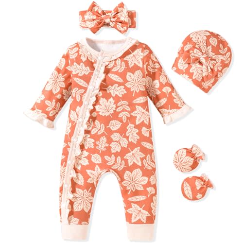 Aalizzwell Baby Girls Romper Outfit Fall Winter Clothes with Accessories