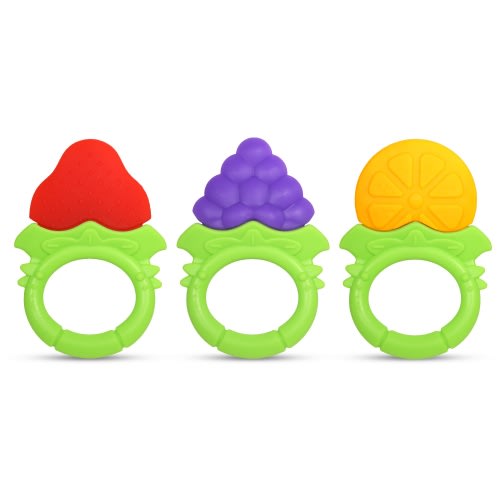 RaZbaby Fruitique Infant & Baby Massager & Teether Toy 3-Pack, For Baby 3M+