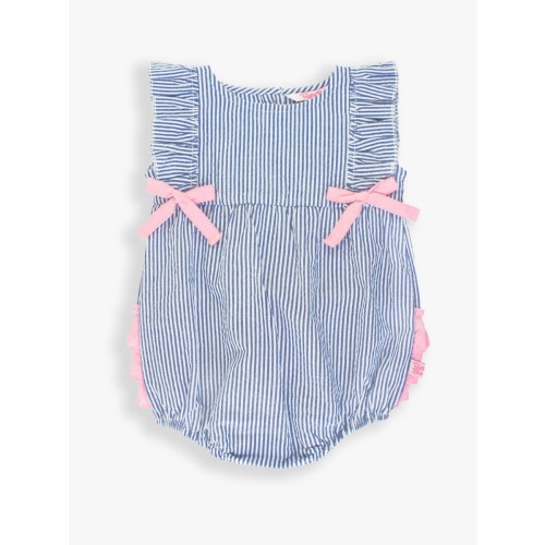 Classic Ruffle Romper | RuffleButts & RuggedButts, Blue Seersucker, 0-3 Months