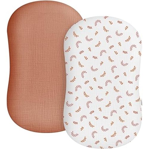 Muslin Baby Lounger Cover 2 Pack, Soft Breathable Newborn Lounger Pillow Cover for Boys Girls Infant