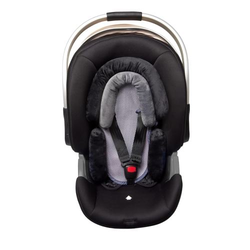 Pro Goleem Breathable 3-in-1 Infant Car Seat Head Support, Soft Infant Car Seat Insert, Carseat Cushion for Toddler, Perfect for Car Seat, Strollers, Swings, Carrier, Bouncer, Black and Grey
