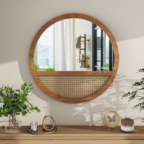 Bay Isle Home™ Brandy Round Rattan Mirror Boho Mirror "& Reviews" | Wayfair