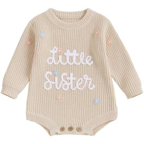 FYBITBO Baby Girl Boy Sweater Knit Oversized Pullover Sweatshirt Romper Onesie Warm Fall Winter Clothes Outfit Newborn