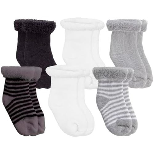 6 Pairs of Kushies Baby Terry Socks - Size 3-6 Months