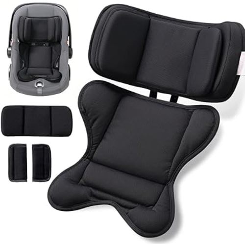 TinlyFinly Infant Insert Compatible with Doona, Graco, Britax, Chicco, Evenflo Car Seat, Adjustable Baby Head Body Support Cushion for Newborn to Toddler, Fits Infant Car Seat and Stroller (Black)