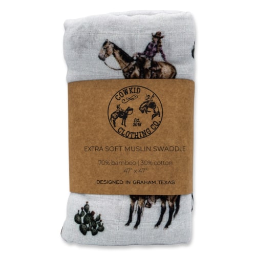 Cowgirls & Cactus Bamboo Muslin Swaddle – Cowkid Clothing Company