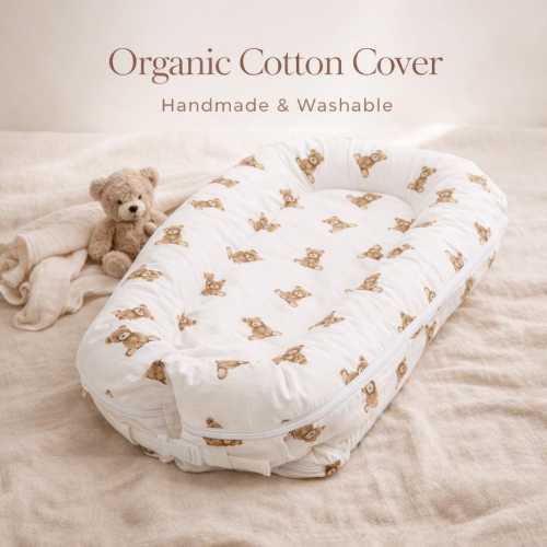 Baby Lounger Cover for DockATot Deluxe, Organic Cotton Baby Nest Cover, Neutral Baby Bedding, Boppy Pillow Cover Alternative