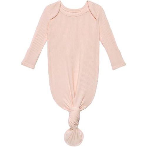 Posh Peanut Baby Knotted Gowns - Newborn Gowns For Girls, Baby Sleep Gown - Baby Girl Nightgowns (Sandy Blush Ribbed, 0-3 Months)