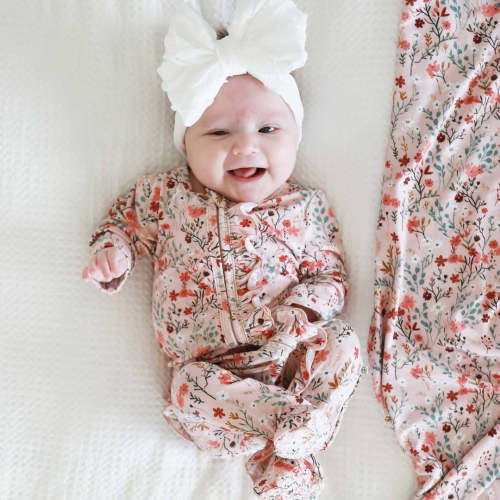 Autumn Blooms Ruffle Zipper Footie