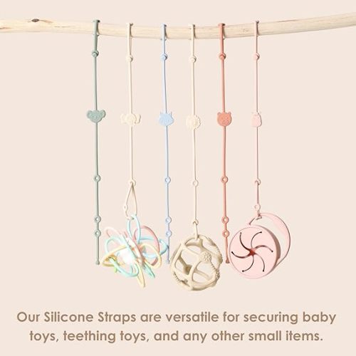 ROCCED Toy Straps for Baby 6pcs, Silicone High Chair Toys Straps Stroller Accessories Toddler Bottle Straps Car Seat Toys Baby Travel Essential Baby Toy Straps Silicone Ivory+Sage+Baby Blue - Ivory+sage+baby Blue