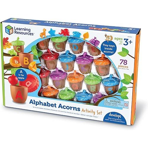 Learning Resources Alphabet Acorns Activity Set, Develops Letter Recognition, Educational Toys for Toddlers, Homeschool, Visual & Tactile Learning Toy, 78 Pieces, Ages 3+