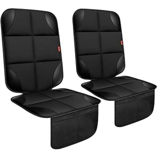 Car Seat Protector 2 Pack Car Seat Cushion Mat Thickest Padding,Waterproof 600D Fabric Car Seat Covers for Non-Slip Backing Mesh Pockets for Baby and Pet(2 Seat Protector)