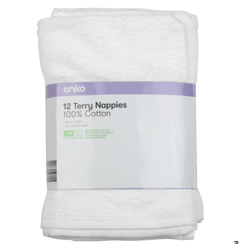 Cotton Terry Nappies - Kmart