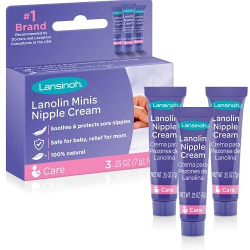 Lansinoh Lanolin Nipple Cream for Breastfeeding, 3 Mini Tubes of 0.25 Ounces