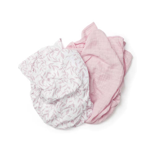 alma papa fitted sheets | bloom - PINKS (Leaves Organic Muslin)