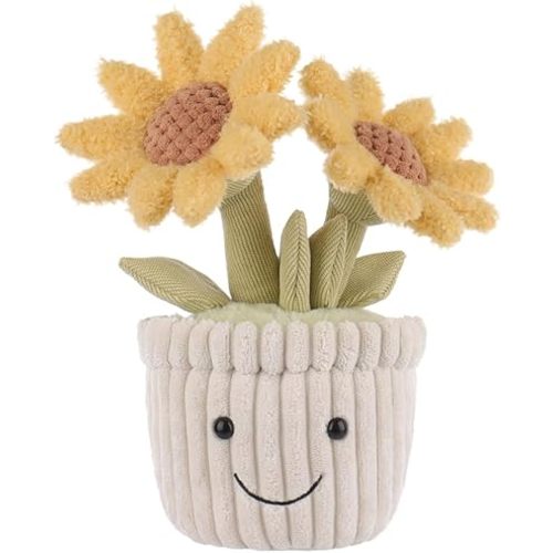 Apricot Lamb Potted Sunflower Stuffed Animals for Kids, Soft Cute Plush Toys for Baby Girl and Boy, Fluffy Potted Sunflower 9.1 Inches